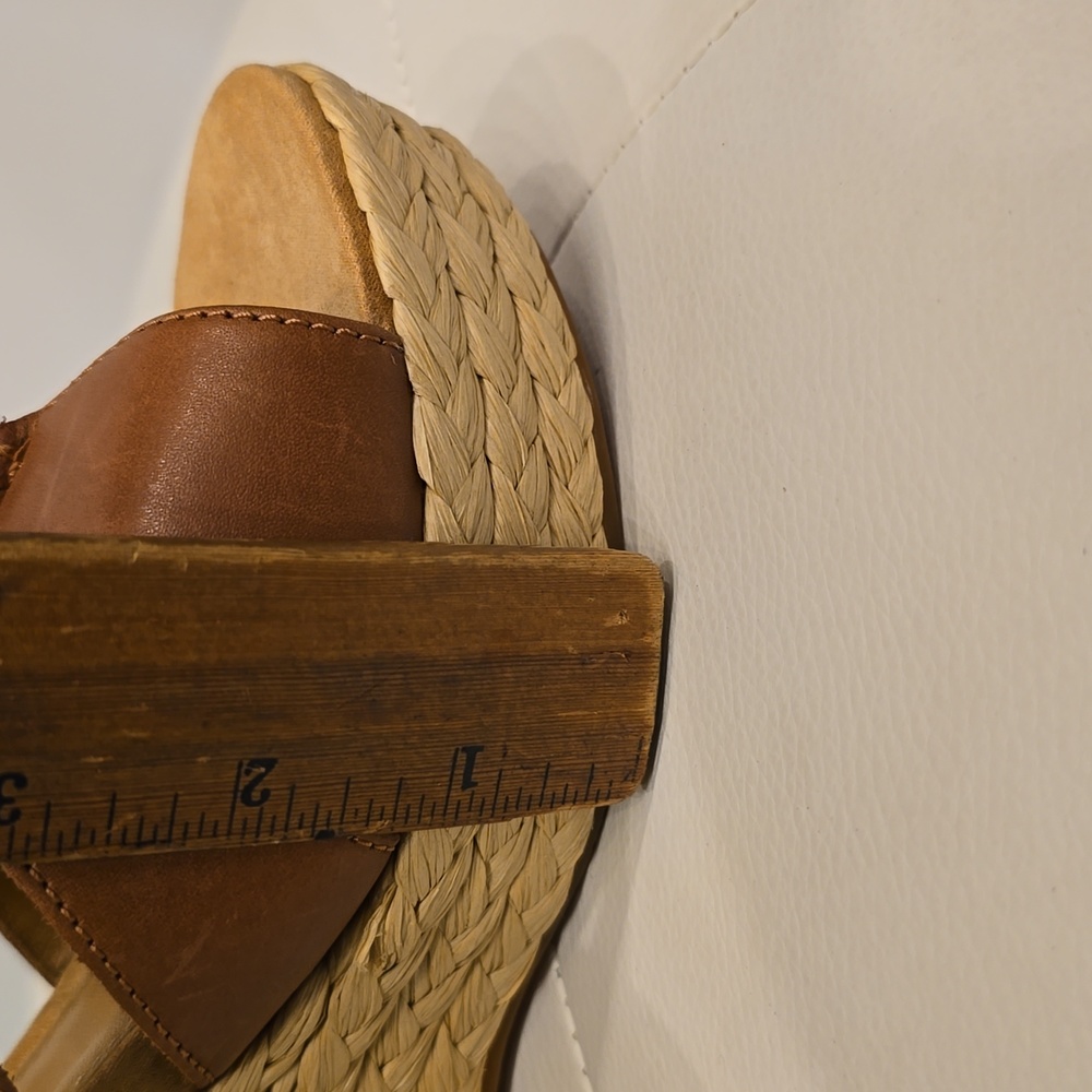 Careera UGG Brown leather espardrille wedge sandals ankle strap New 9.5 Shoes - Picture 6 of 9